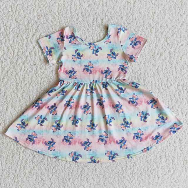 baby summer clothes cartoon print short sleeve girl dress