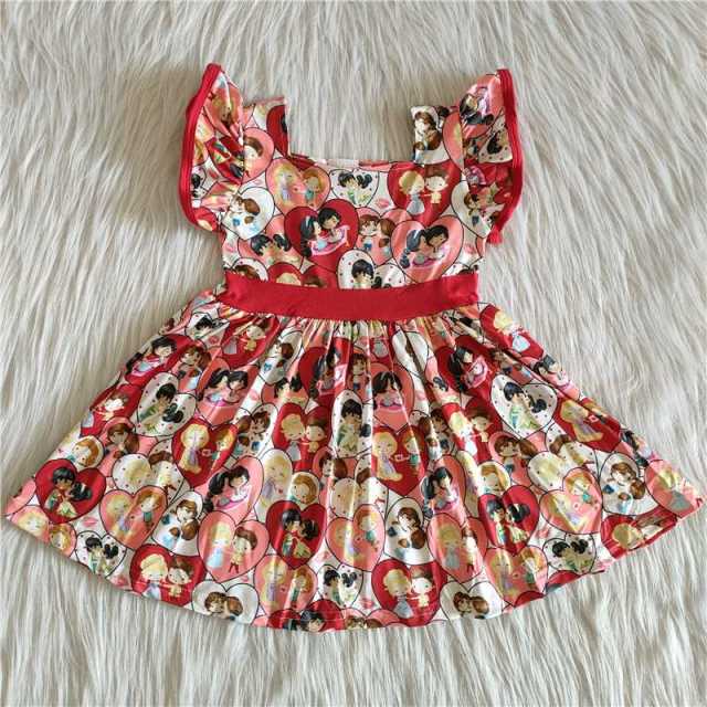 Valentine's Day Love Princess Prince Red Lace Short Sleeve Dress