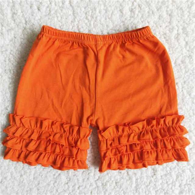 Kids Girl Orange Solid Color Cotton Icing Shorts