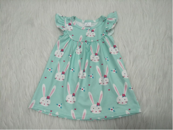 Green Bunny Little Flying Sleeve Dress