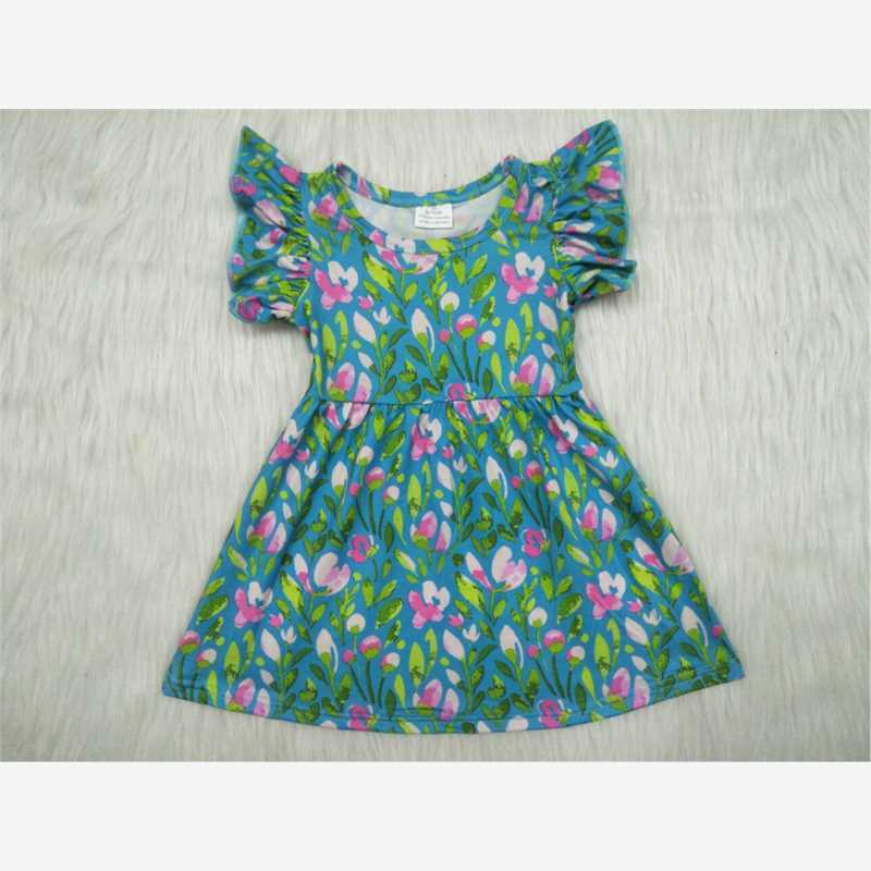 Baby girl flower boutique flying sleeve dress