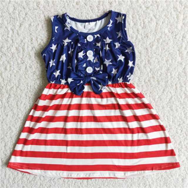 Red striped star national flag dress boutique girls clothes