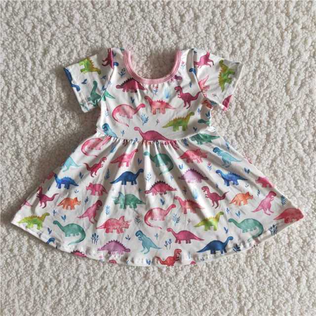 Pink dinosaur unicorn short sleeve dress