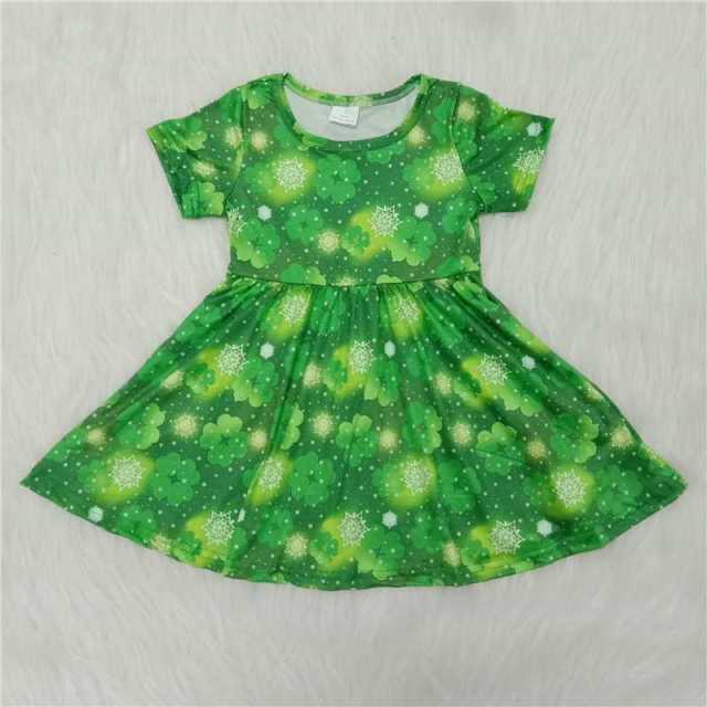 Four-leaf clover green leaf short-sleeved dress