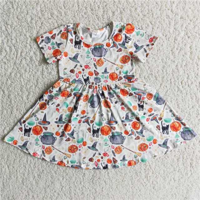 Baby Girls Short Sleeve Pumpkin Boutique Dress