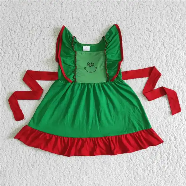 Green cartoon character red boutique lace dress