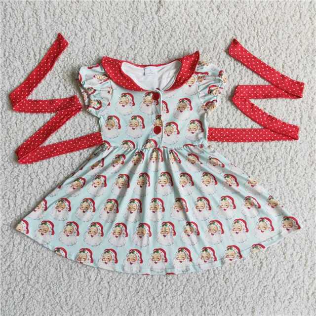 Christmas Santa Short Sleeve Dress Boutique Girls Clothes