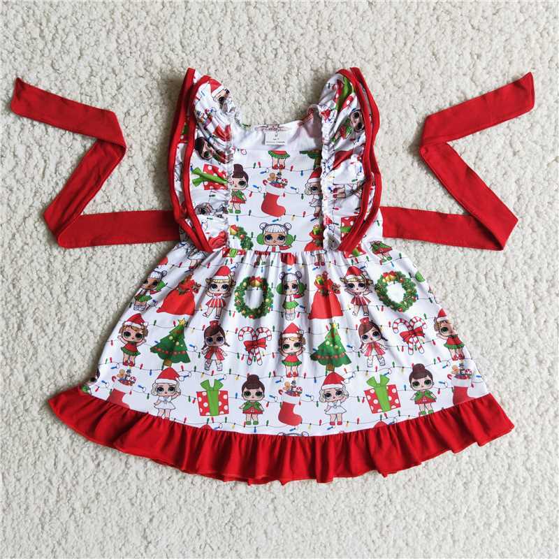 Baby girls cute doll red boutique lace dress