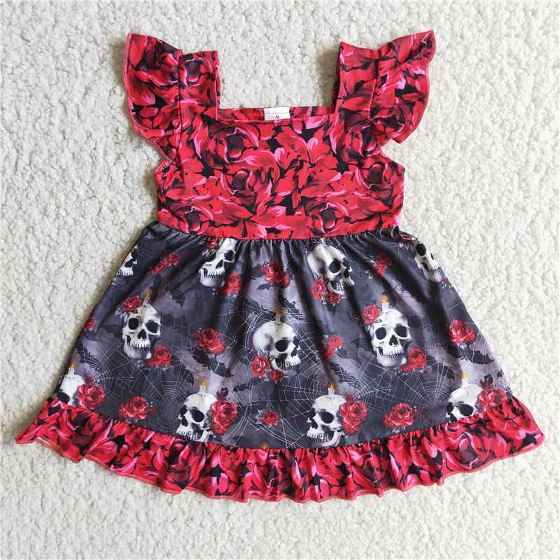 Skull red flying sleeve dress