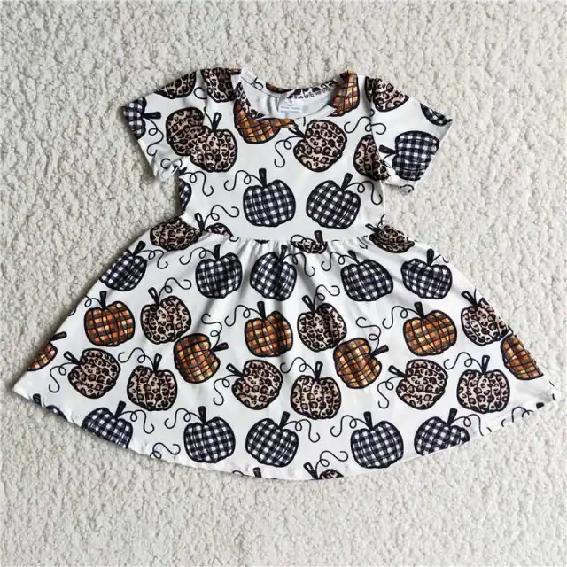 Kids Halloween  Clothes Pumpkin Girl Boutique Dress