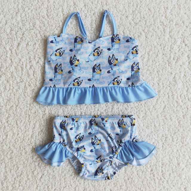 kids girl summer clothing sleeveless top with shorts cartoon swimsuits