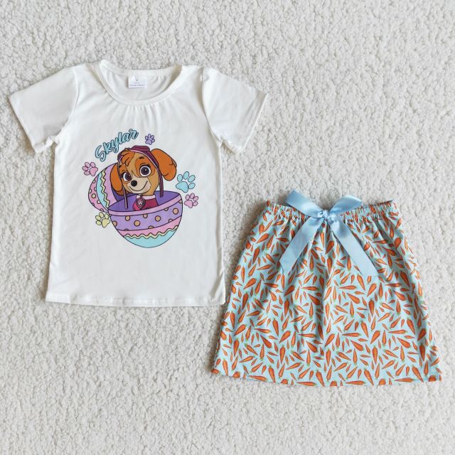 girl summer clothes short sleeve  top with  skirt 2 pieces baby  set