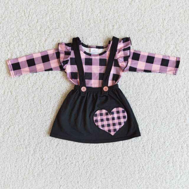 kids girl clothes long sleeve top with skirt children Valentine's Day boutique outfits