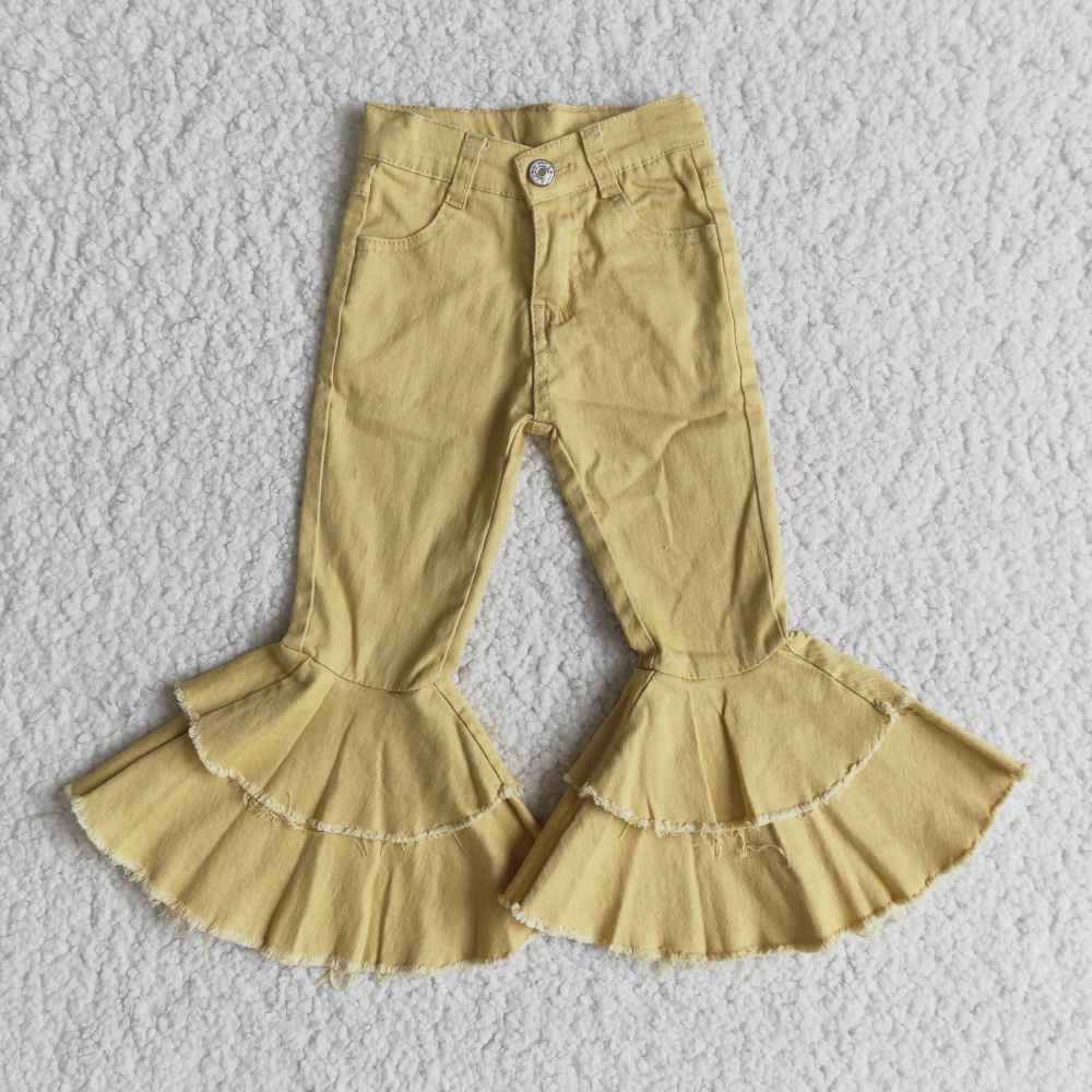 baby girl clothing khaki  baby girl  bell bottom denim material  pants