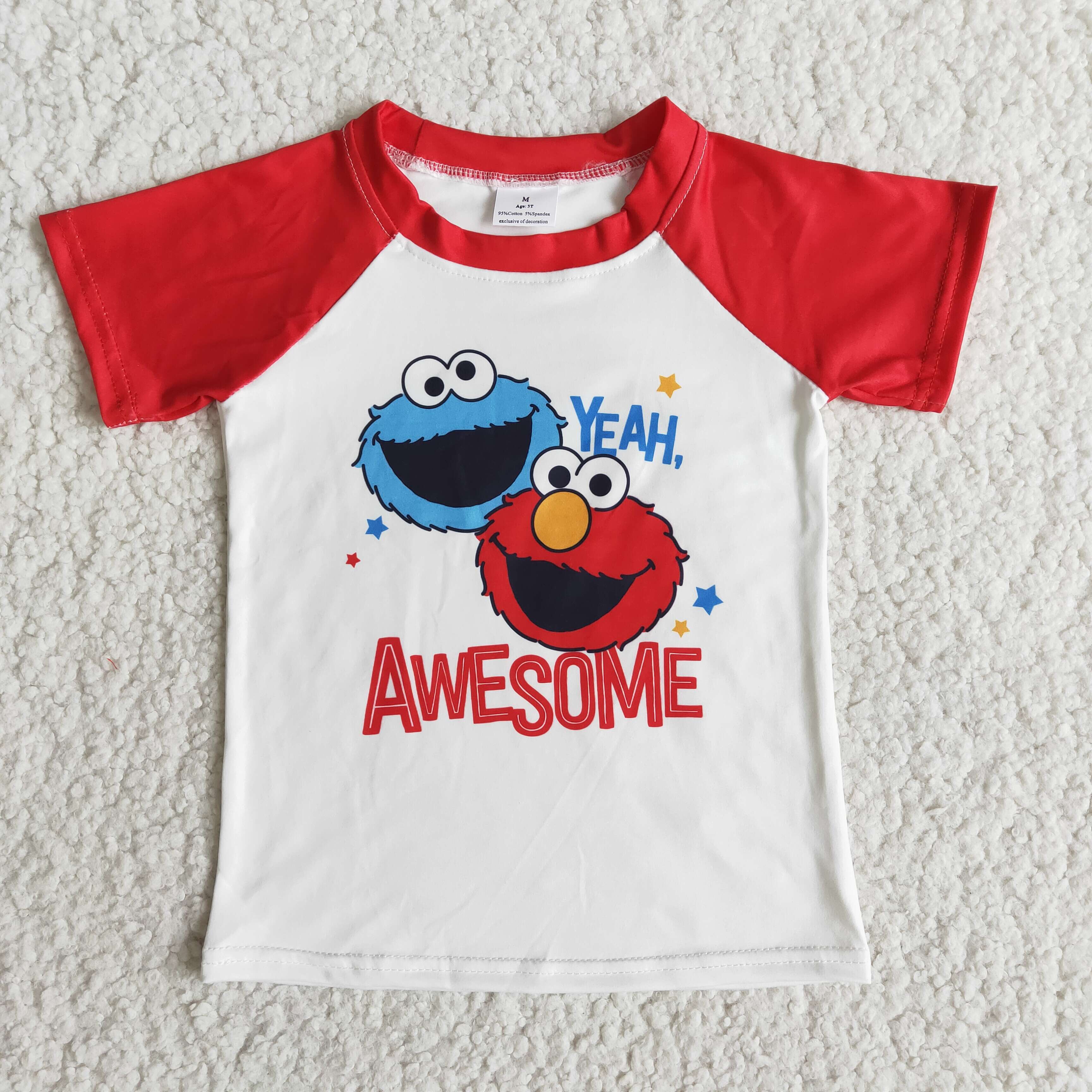 kids summer clothing top short sleeve cartoon print boy  shirt