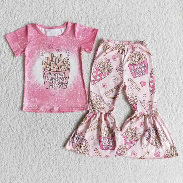 Valentine's Day short t-shirt and pants girl's outfit