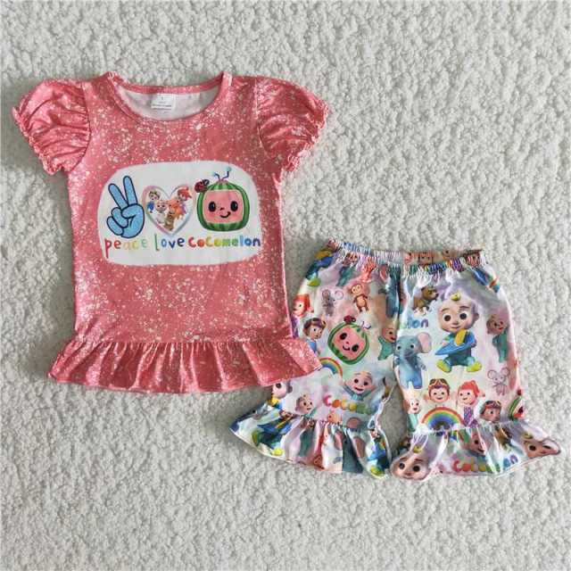 Cute girl's short sleeve and shorts sets