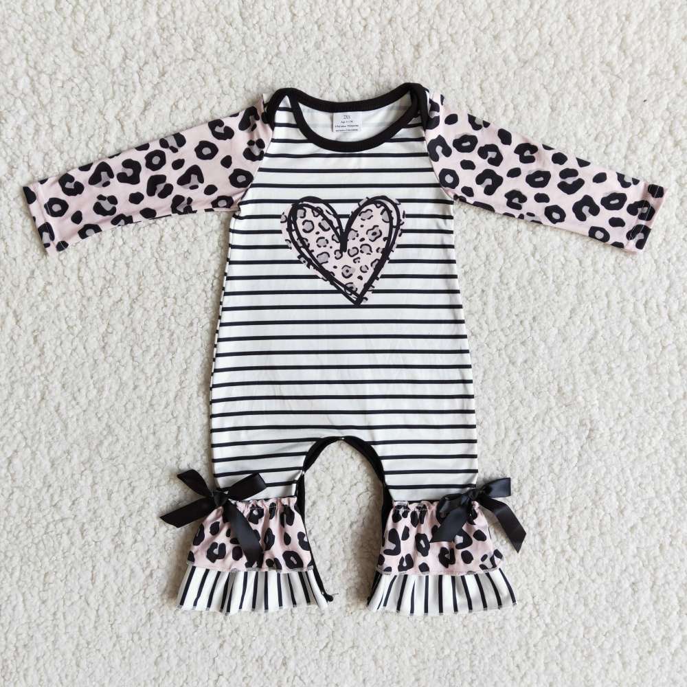 Valentine striped love girl romper