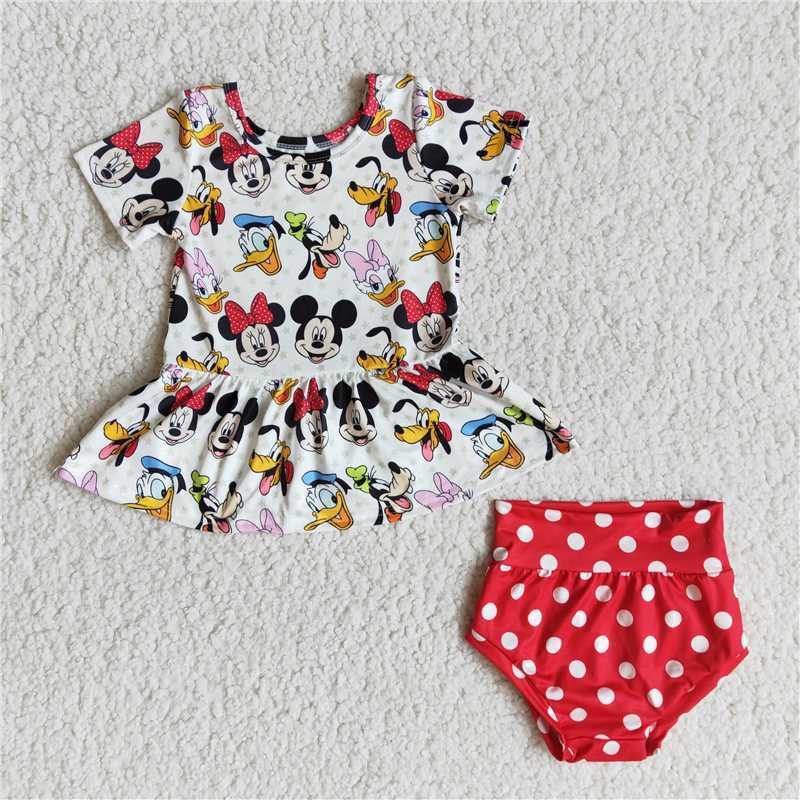 cartoon girl's short sleeve bummier sets