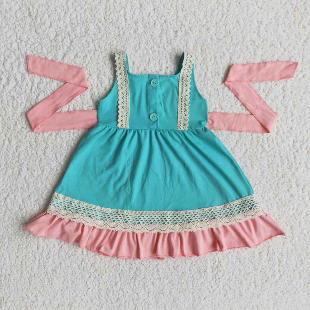 summer dress blue short sleeve belt dress