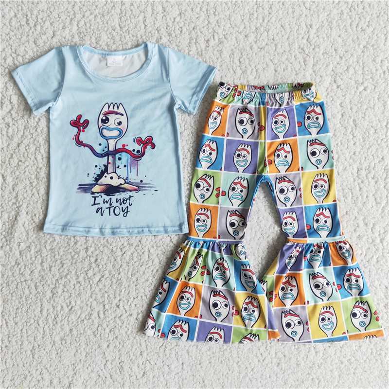 cartoon top bell bottom pants outfit