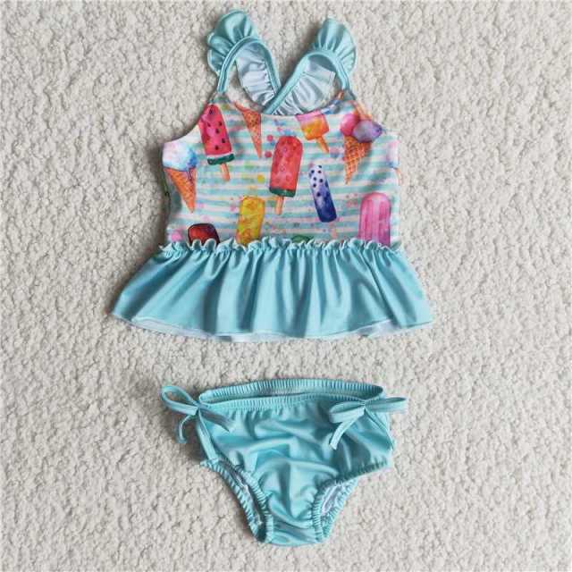 ice lolly pattern sleeveless swimsuit outfit