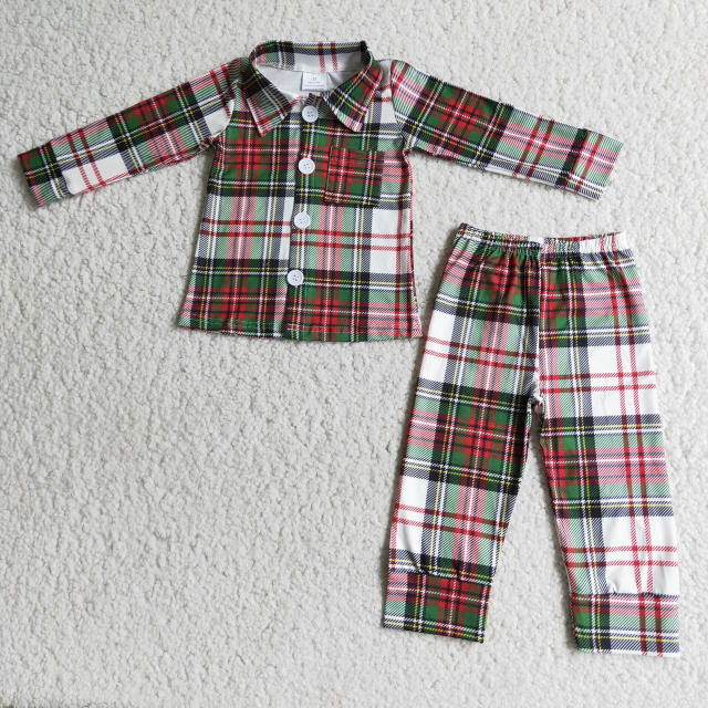 checkered casual wear set match pjs  boys outfit