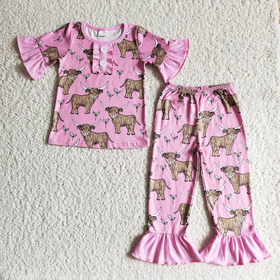 cow print short sleeve pants set