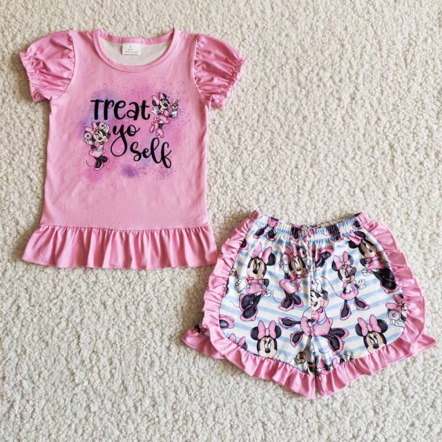 girl's short sleeve and shorts outfit kid's clothes