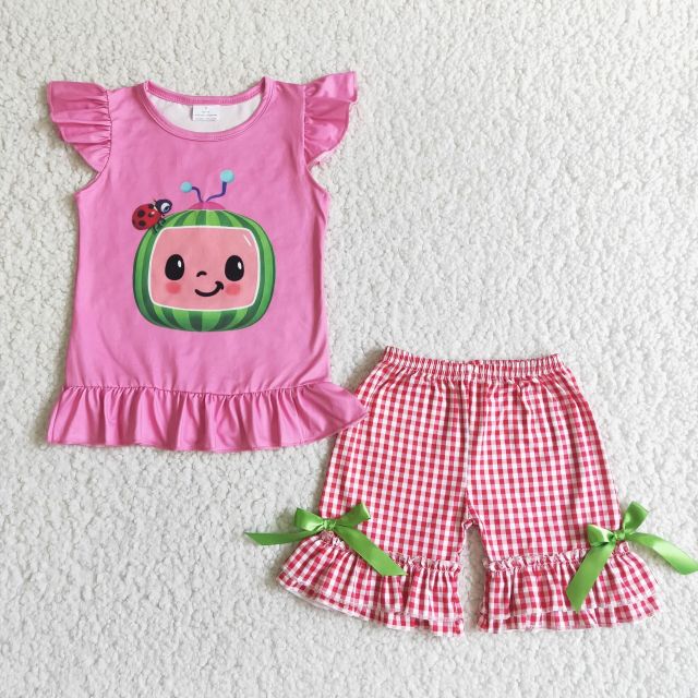 summer girl's short sleeve and shorts outfit kid's clothes
