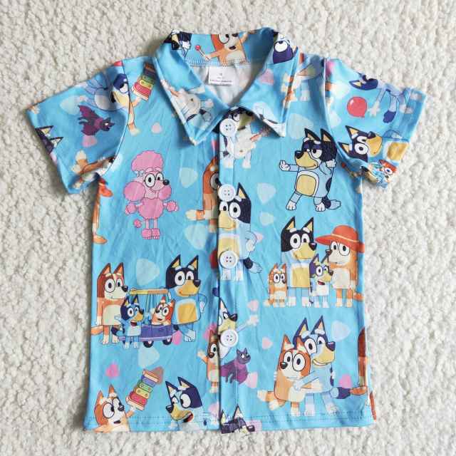 Boys Cartoon Dog Short Sleeve Shirt