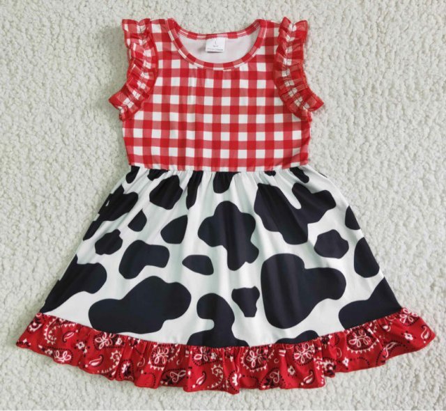 GSD0015 baby summer  clothes cow print girl dress