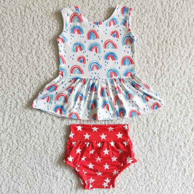 GBO0014 baby girl  clothes summer bummies set