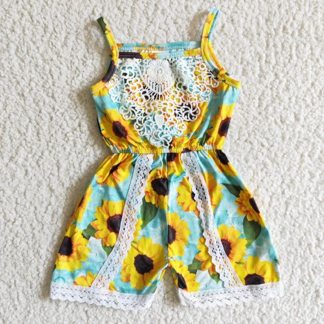 SR0001 Baby Girls Cute Sunflower Summer Romper