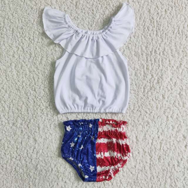 NC0001 baby girl clothes  July 4th bummies set