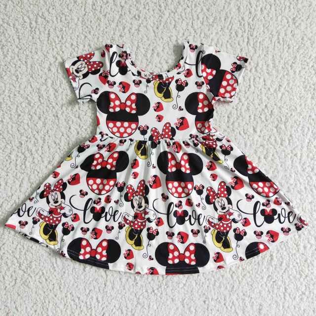 GSD0044 Children Dresses Flutter Sleeve Milk Silk Baby Girl Summer Clothes