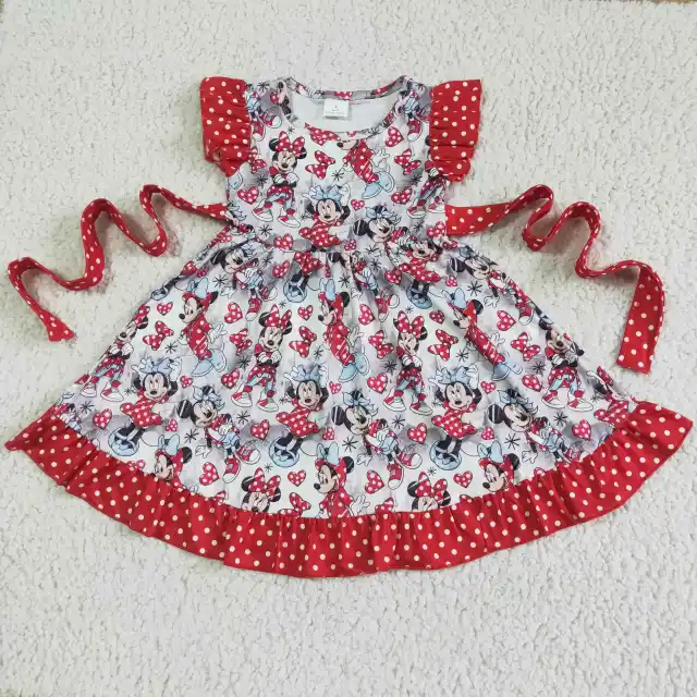 GSD0043 toddler girl dress flutter kids summer clothes