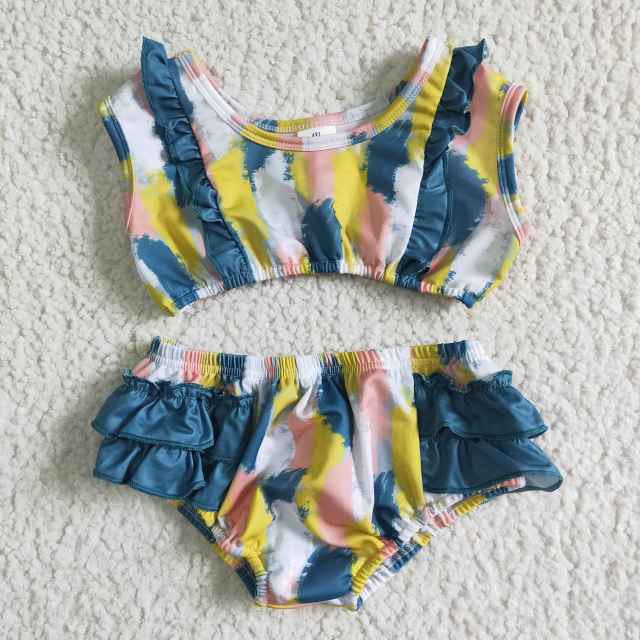 S0018 Toddler Swimsuit Girl Sleeveless Top And Shorts 2 Pieces Baby Fashion Outfits