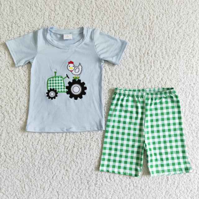 BSSO0031 Kids Clothes Boys 2 Pieces Farm Summer Outfits