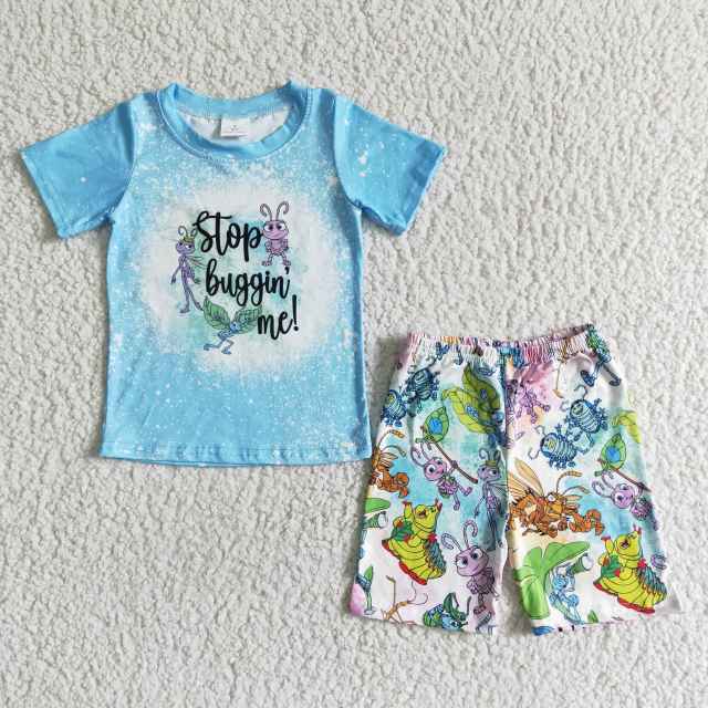 BSSO0047 Kids Boys clothes Short Sleeve Top With Shorts 2 Pieces  Summer Outfits
