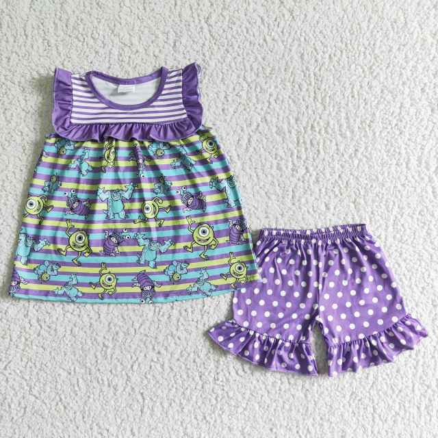 GSSO0077 Baby  Summer Clothes Cartoon Children Girl Set