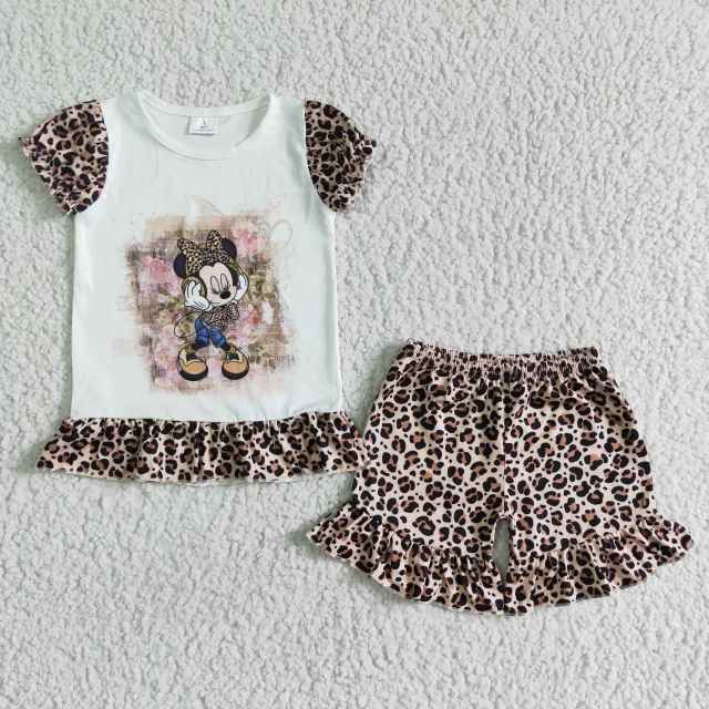 GSSO0079  Girl Summer Clothes Cartoon Print  2 Pieces Kids Boutique Outfits