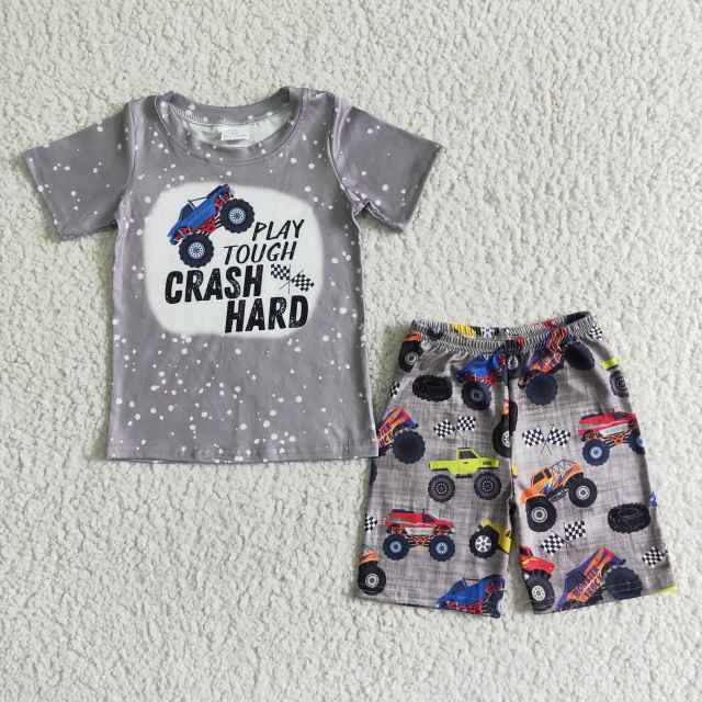 BSSO0070 Kids Short Sleeve Top With Shorts 2 Pieces  Summer Outfits