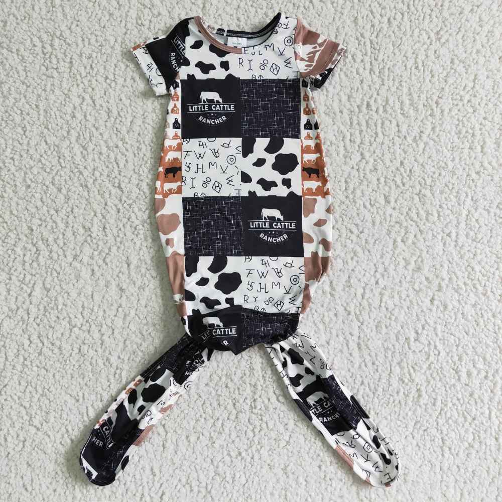 NB0002  Newborn Baby Cow Print Summer Romper