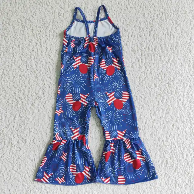 SR0056 Kids July 4Th Clothes Baby Girls Summer Romper