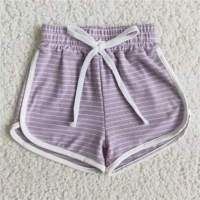 B0-10 Kids Clothing Purple Striped Shorts