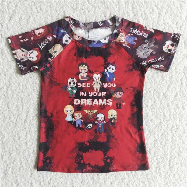 C9-17 Children Clothing Joker Halloween Red Short Sleeve