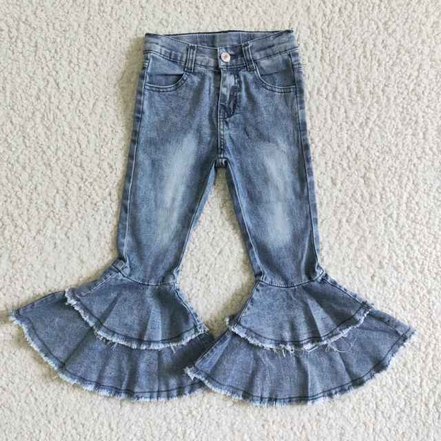 C5-15 Light Bleached Double Denim Flared Pants