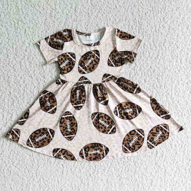 GSD0092 Girls Leopard Print Rugby Short Sleeve Skirt