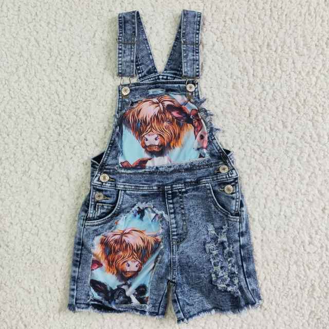 SS0023 Fashion Baby Girl Clothes Alpine Strap Denim Shorts